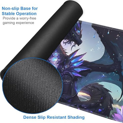 for MTG Game Playmat - 24 x 14 inches with Dices and Storage Bags, Non-Slip Base for TCG and Board Game Card Mats, Trading Card Games Mat, Enchanted Dragon Pattern Collectible Card Playmats - color: Jv-playmat-p7-1-d101