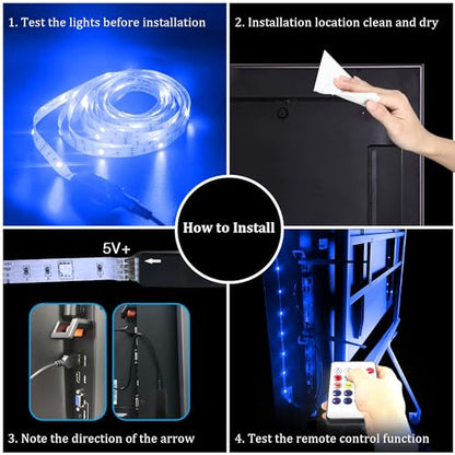 phopollo LED Lights for TV, 15Ft TV LED Backlight, Bluetooth Color Changing LED Strip Lights for TV 65-75 inch, App Control, USB Powered