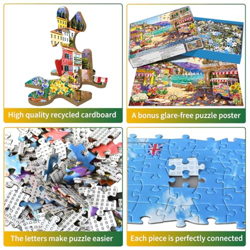 Jigsaw Puzzles for Adults 1000 Piece Puzzle for Adults 1000 Pieces Puzzle 1000 Pieces-Coastal Town Enchanted Escape - color: Coastal Town
