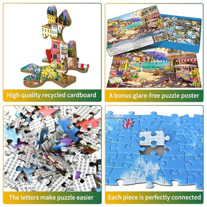 Jigsaw Puzzles for Adults 1000 Piece Puzzle for Adults 1000 Pieces Puzzle 1000 Pieces-Coastal Town Enchanted Escape - color: Coastal Town