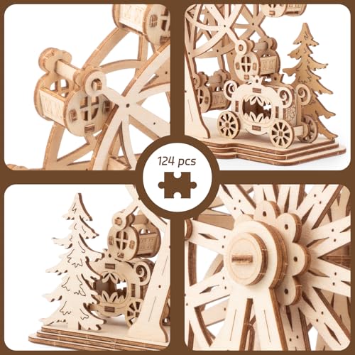 Ferris Wheel 3D Wooden Puzzle DIY Building Model Kit | For Adults, Xmas Gift - style: Ferris Wheel