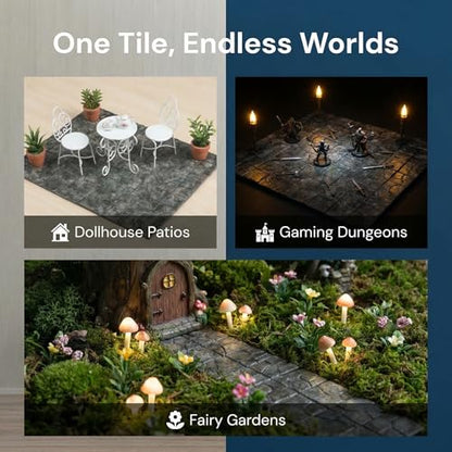 Dollhouse Miniature Paving Stones, Model Tiles | Set of 50 pcs for Fairy Gardens and Tabletop Terrain, REDUCIO! - color: Dungeon Floor Tiles