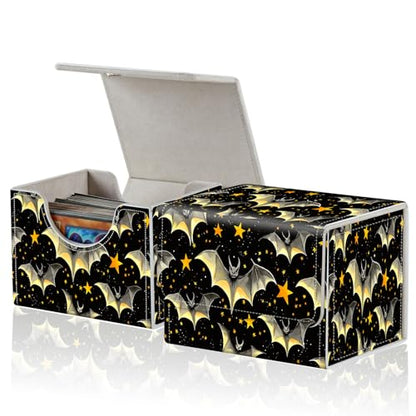 for MTG Commander Deck Box,Card Deck Box for Trading Yugioh MTG,Fits 100 Double Sleeved Cards,PU Leather Strong Magnet Case for Magic Commander TCG CCG,Black Golden Bat - color: Black Golden Bat