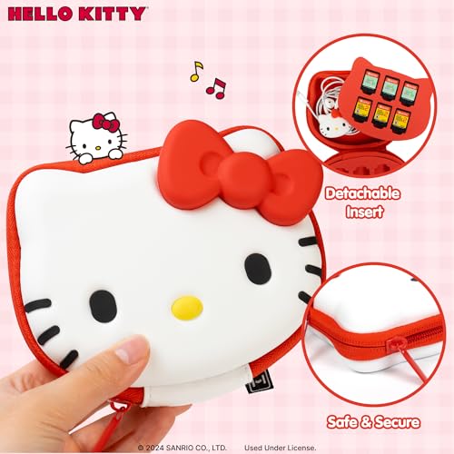 Hamee Hello Kitty Cartridge Case Portable Carrying Zip Case Storage Holder | Compatible with Nintendo Switch Games, Portable Carrying Case, 12-36 Game Card Holder, Zip Storage Case, Carabiner Included