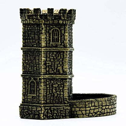 D&D Dice Tower, Castle Dice Rolling Tower for Role Playing Games | Ancient Gold, Resin Material, D&D Accessory, DM Gift, for Dungeons and Dragons RPG Board Games Tabletop Games - color: Ancient Gold
