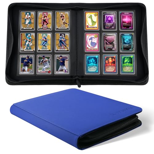 Top Loader Binder, WITHYU 9 Pocket Trading Card Binder for 3"x4" Rigid Cards, Holds 288 Pockets Cards Storage Organizer for Sports, TCG, MTG Cards, Ideal for Collectors and Gifting, Deep Blue - color: Deep Blue, size: 9 Pocket