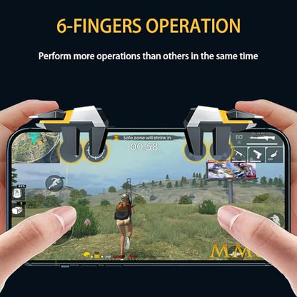 GOFOYO Mobile Game Controller, 6 Finger Gamepad with Large Thickness, Sensitive Trigger and 3 Pair Gaming Finger Sleeves