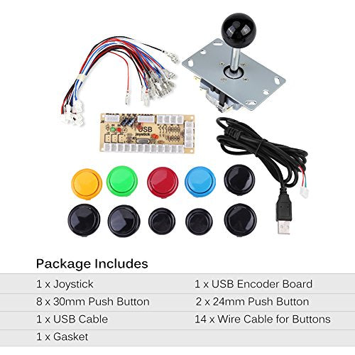 Zero Delay Game DIY Kit - PC Joystick with 10 Buttons, USB Encoder Board, Game Accessories for 1 Player MAME Project