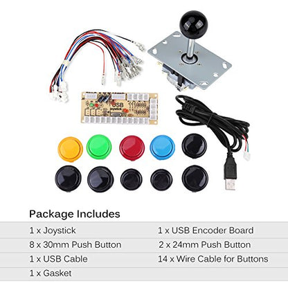 Zero Delay Game DIY Kit - PC Joystick with 10 Buttons, USB Encoder Board, Game Accessories for 1 Player MAME Project