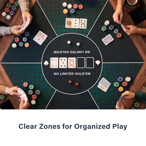 LAUSAINT HOME Hexagon Poker Table Top Mat, No Crease EVA Poker Mat for Board Game Table Cover Layout Design, 6-8 Players Folding Portable Gaming Table Top, Texas Hold'em Blackjack, Casino, Card Game - size: Hexagon