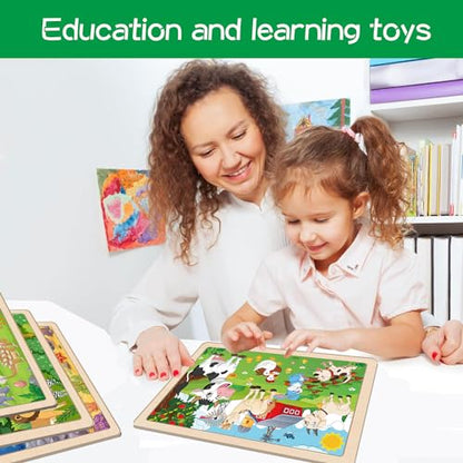 Wooden Puzzles for Kids Ages 3-5, 6 Packs 24 PCs Jigsaw Puzzles Preschool Educational Brain Teaser Boards Toys Gifts for Children, Wood Puzzles for 3 4 5 6 Year Old Boys Girls - color: 6 Packs Wooden - 24 Pieces Each - Various Themes