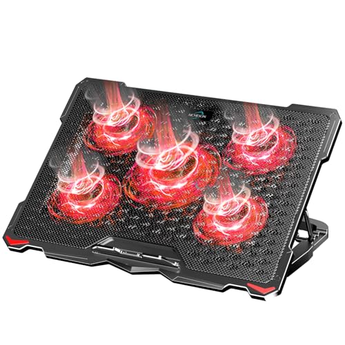 AICHESON Laptop Cooling Pad for 17.3" Notebook, Red 5 Fans - color: Red