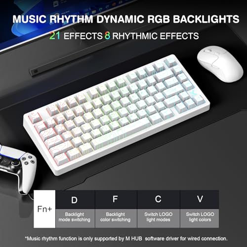 x MCHOSE Jet75 Magnetic Keyboard, 75% Wired Hall Effect Gaming Keyboard (Topograhic White, Starburst Switch) - color: Topograhic White, size: Starburst Switch
