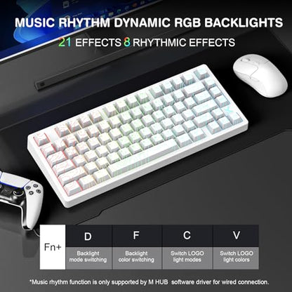 x MCHOSE Jet75 Magnetic Keyboard, 75% Wired Hall Effect Gaming Keyboard (Topograhic White, Starburst Switch) - color: Topograhic White, size: Starburst Switch