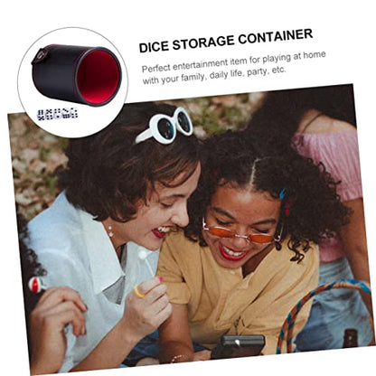 BESPORTBLE 1Set Portable PU Leather Dice Cup with Storage Compartment Includes Balanced Dice for Family Gatherings Bars and Tabletop Games