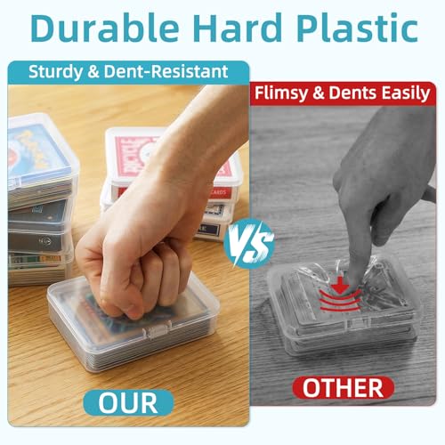 neotidy Playing Card Storage Box Set of 6, Clear Plastic Playing Card Cases with Snap Closure, Mixed Size Card Game Storage Organizer for Standard Playing Cards, Trading Cards & Small Accessories