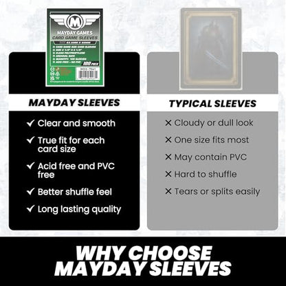 Mayday Games Standard Card Sleeves 63.5x88mm - 2 1/2" X 3 1/2 Clear Polypropylene, 40 Micron, 100 Standard Board Game Card Sleeves- MDG-7041 - size: Standard, style: Splendor