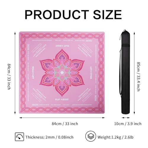 Pink Mahjong Mat (33"x33"),Neoprene Mahjong Mat with Soft Surface for Poker, Cards,Dominoes,Tile Games,Easy to Carry Outdoor with Storage Bag - style: Pink Floral