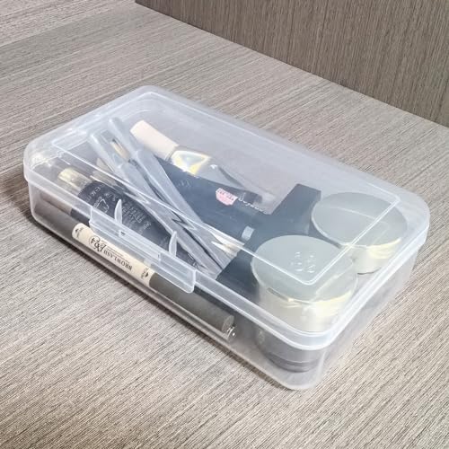 4 Pack Rectangular Clear Plastic Storage Containers, 8x4.7x2.3 inch | Hinged Lid, For Beads and Small Craft Items - size: 8 x 4.7 x 2.3 inch