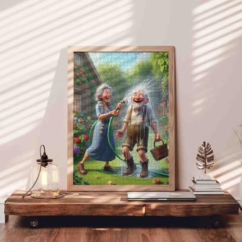 Funny Old Woman and Man Jigsaw 1000 Pieces Puzzle for Adults Comical Old Folks Couple Puzzle Valentine Day Puzzles Challenging Family Activity Games 19.7 x 27.6 Inch - color: Old Woman-a04