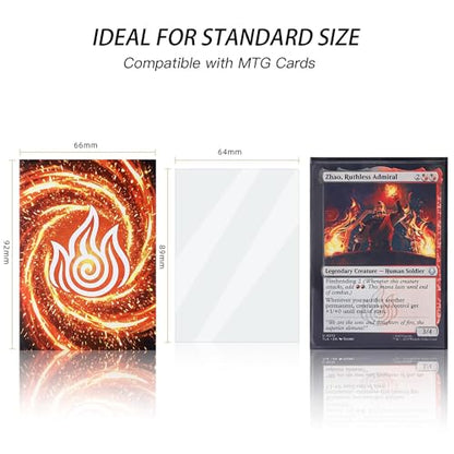 MTG Card Sleeves, Fire Style with Extra 100 Perfect Fit Inner Sleeves | Textured Matte Back, Double Protection, Standard Size - style: Fire