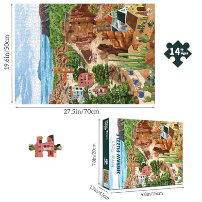 1000 Piece Jigsaw Puzzles for Adults, Mining Town Cliff Puzzle with 1:1 HD Poster, Precise Interlocking, Letter Markings on Back, Dust-Free, Stress Relief & Ideal Family Game Gift - color: Mining Town Cliff