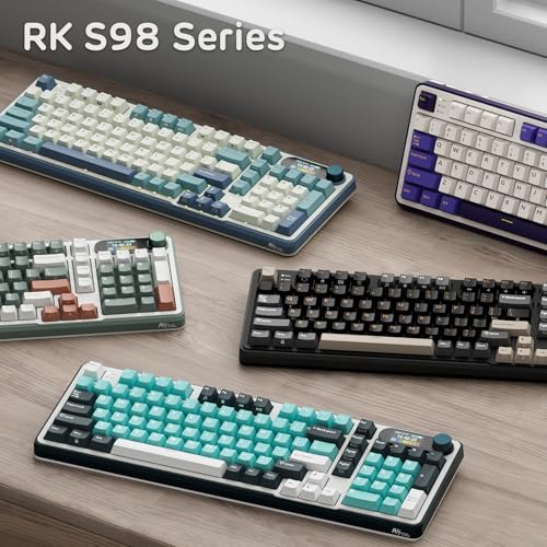 RK ROYAL KLUDGE S98 Wireless Mechanical Keyboard w/Smart Display & Knob | 96% RGB Wireless Gaming Keyboard BT/2.4G/USB-C, Hot Swappable Custom Keyboards, Creamy Sound Silent Computer Keyboard - color: Clay Green, size: Linear Silent Switch