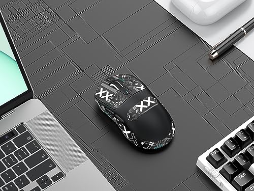 Mouse Anti Slip Grip Tape, Pre-Cut Universal Griptape for Superlight Wireless Gaming Mouse Skins, Sweat Resistant, Elastics Refined Side Grips, Easy to Apply, Ultra-thin 0.5mm (0.02in) - Black - color: Black & White