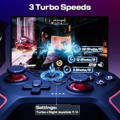 RivalPlay Wired Controller for PC with 2 Mapping Button Adjustable Vibration and 3 Turbo Speeds Compatible for Win(11/10/8/7) Plug-and-Play Black - color: Black