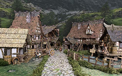 Battle Systems Fantasy Terrain Village Core Set - 28-35mm DND D&D RPG Wargames Historical/Fantasy Card Scenery - style: Village
