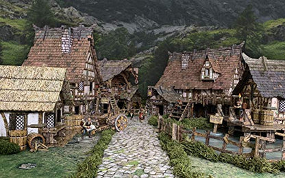 Battle Systems Fantasy Terrain Village Core Set - 28-35mm DND D&D RPG Wargames Historical/Fantasy Card Scenery - style: Village