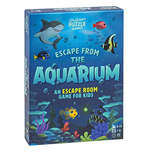 Professor Puzzle: Escape from The Aquarium - Escape Room Game, 11 Logic-Number-Observational Puzzles, Co-Op Underwater Adventure, Kids 8+, 1-6 Players