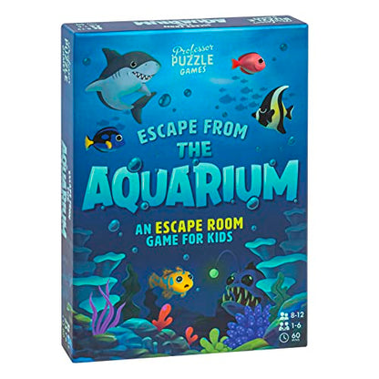 Professor Puzzle: Escape from The Aquarium - Escape Room Game, 11 Logic-Number-Observational Puzzles, Co-Op Underwater Adventure, Kids 8+, 1-6 Players