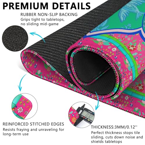Mahjong Mat with Carrying Bag and 3 Dice, 31.5" X 31.5" Noise Reduction Mahjong Table Cover, Non Slip Gaming Mat for Board Tile Games Poker Card Dominoes, Mahjong Gifts for Women Mahjong Accessories - color: A02