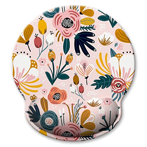 Ergonomic Mouse Pad with Wrist Support, Floral Memory Foam Wrist Rest Mouse Pads, Cute Computer Laptop Office Accessories Decor, Pain Relief Mousepad for Gaming Work Women Girls, Pink Flower - color: Pink Flowers