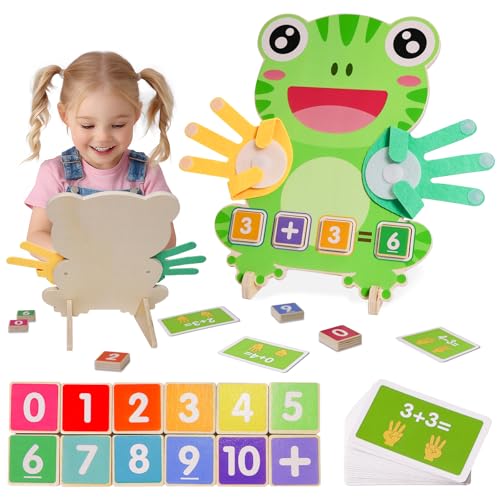 Preschool Learning Toys for Toddlers 3-5, Wooden Finger Counting Toys | finger counting number blocks for kids, math manipulatives toys, preschool educational math toy for boys girls