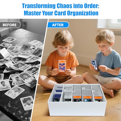 3 Pack Trading Card Storage Box - 5 Rows Graded Card Case holds 220 PSA Slab Cards, Cardboard Holder Organizer Boxes with Dividers for Sport Cards