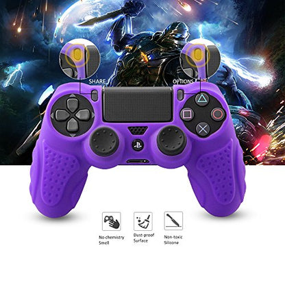 CHINFAI PS4 Controller DualShock4 Skin Grip Anti-Slip Silicone Cover Protector Case for Sony PS4/PS4 Slim/PS4 Pro Controller with 8 Thumb Grips (Purple) - color: Purple