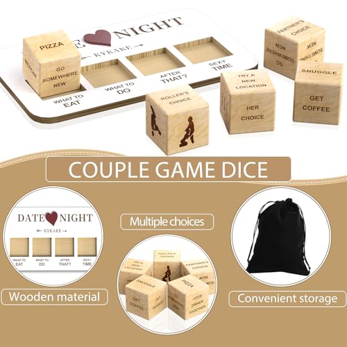 Valentines Day Gifts for Him Her Men Women,Couples Dice Game, Mens Valentines Day Gifts, Date Night Dice Game for Adults, Romantic Anniversary Date Night Ideas for Boyfriend Husband Wife - color: 5pcs Wooden Dice