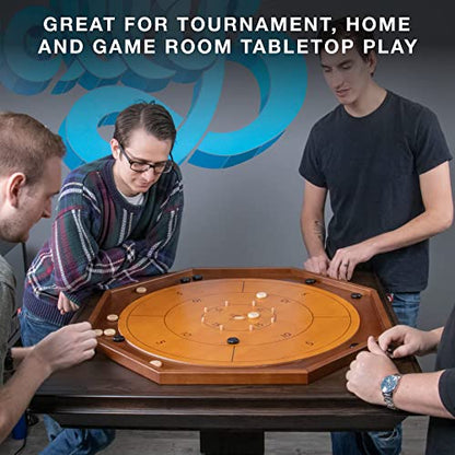 Tournament Crokinole & Checkers | Classic Dexterity Board Game for Two Players | 24 Black & White Discs & Game Board | 30 Inch