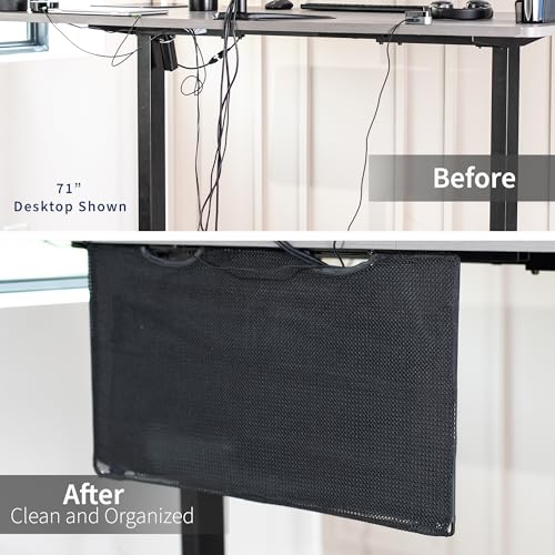 VIVO Black 30 inch Under Desk Privacy and Cable Management Organizer Sleeve, Wire Hider Kit Panel System, DESK-SKIRT-30 - size: 30" Panel