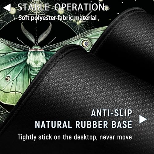 Large Gaming Mouse Pad+ Keyboard Wrist Rest Set, Ergonomics Memory Foam Mouse Mat Wrist Rest Support for Home Office, Waterproof Extended Mousepad 31.5x11.8in, Green Moth Mushroom Black Desk Pad - color: Yvb-mousepad-9-f-159