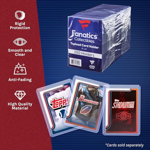 Fanatics Collectibles 35pt 3x4 Top Loaders, 100 Count - Standard Size Clear Rigid Card Holders for Trading Card Protection