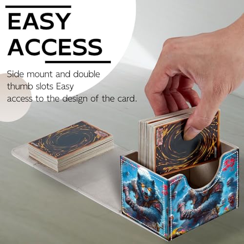 Trading Card Storage Box, Holds 100+ for MTG Cards, Premium PU Leather with Magnetic Closure, Werewolf Battling Zombies Durable Deck Box for Magic the Gathering, Trading Card Games - color: Werewolf Battling Zombies