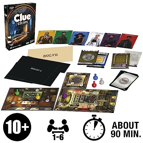 Clue Escape: The Midnight Hotel Board Game, Clue Escape Room Game, 1-Time Solve Mystery Games, Family Games for Ages 10+, 1-6 Players, 90 Mins. Avg. - style: The Midnight Hotel