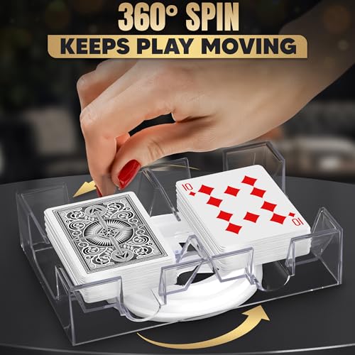 BURIUS 2 Deck Card Holders for Playing Cards, Revolving 360, 7.2 x 4.9 In | Canasta Card Tray for Adults, Organizes Multiple Decks, Lightweight Durable Plastic, a Smooth Swivel Base, for Poker Nights
