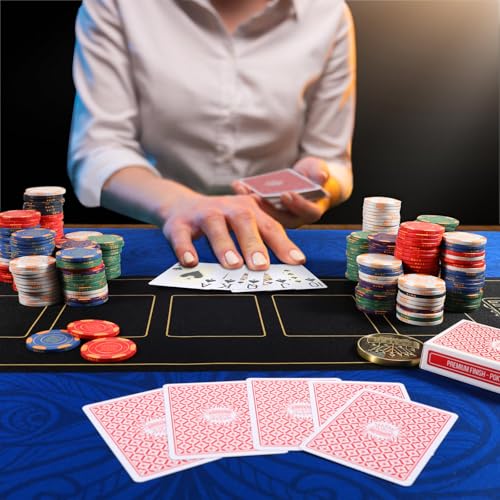 GUTSHOT Foldable Casino Quality Poker Mat | Water Resistant Poker Table Cloth, Soft Multi-Spandex | Waterproof, Noise-Free Gameplay | Includes Carrying Bag and 2 Gift Poker Card Packs - color: Black 94 X 47 Inch