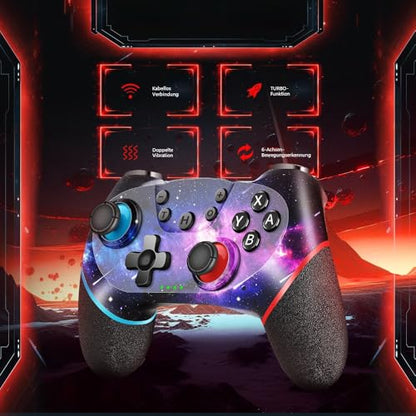 AceGamer【Upgraded Wireless Controller for Nintendo Switch/Lite/OLED/Windows, [No Drifting] Hall Effect Joystick for Nintendo Switch Controllers with Wake Up/Turbo/Vibration/Back Buttons (Galaxy) - color: Galaxy