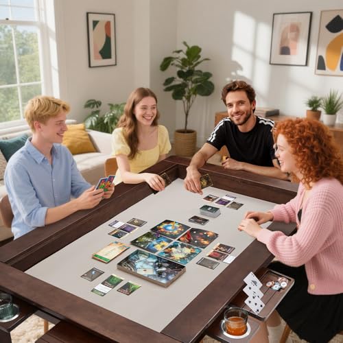 63"x39" Board Game Table with Removable Top Solid Wood Dining/Gaming Table | Gaming Table for 4-6 Players with Play Mat, 6 Detachable Cup Holders & 6 Hobby Trays (Black Walnut) - color: Black Walnut