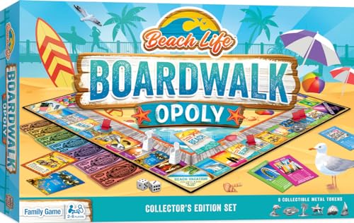 Beach Life Boardwalk Opoly - Premium Quality, Educational, and Fun Activity for Kids and Families - Great Gift Idea for Holidays, Birthdays, and Everyday Playtime – Classic Style Board Game - color: Beach Life